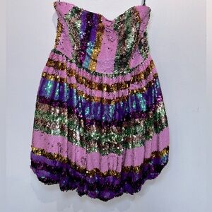 ASOS PETITE MULTI COLORED SEQUENCE STRAPLESS BUBBLE  DRESS